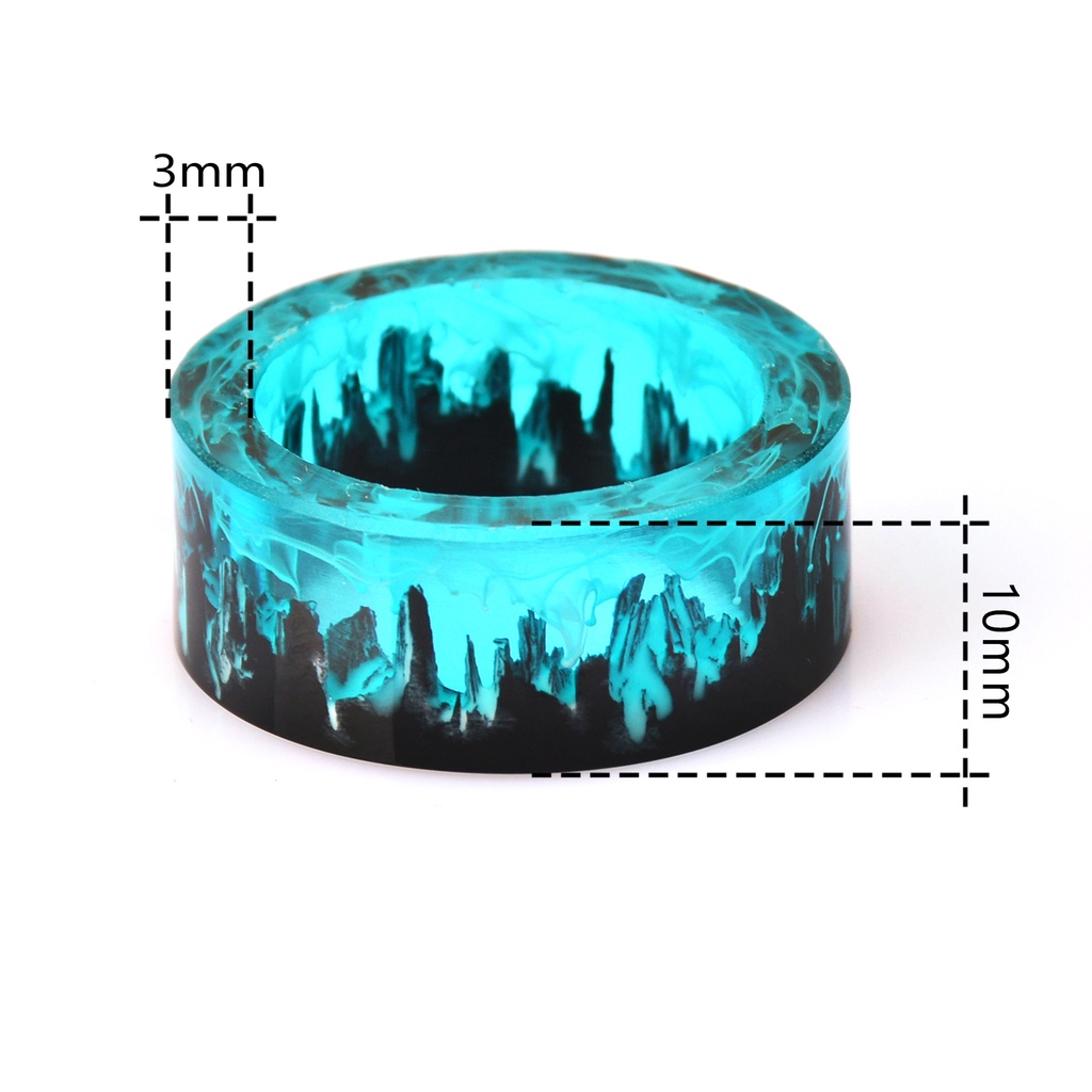 2023 NEW Blue Resin Rings for Women Men Wood Resin Landscape Ring Male ...