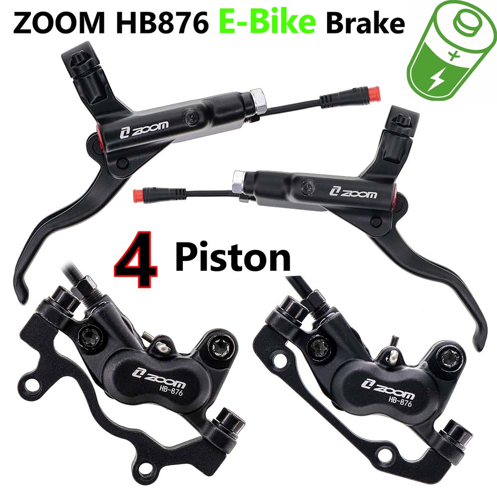 Zoom Hb-876e E-Bike 4-Piston Hydraulic Disc Brake Set Electric Scooter  Folding Mtb Bike Power Off Eb