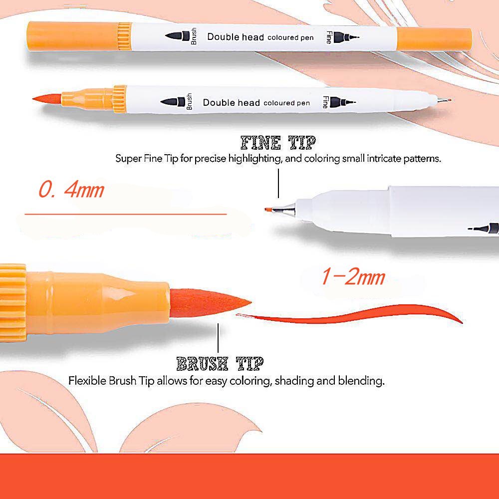 Double-Head Colored Pens 12pcs/set Brush Pen Dual Tip Marker Pens Paint ...