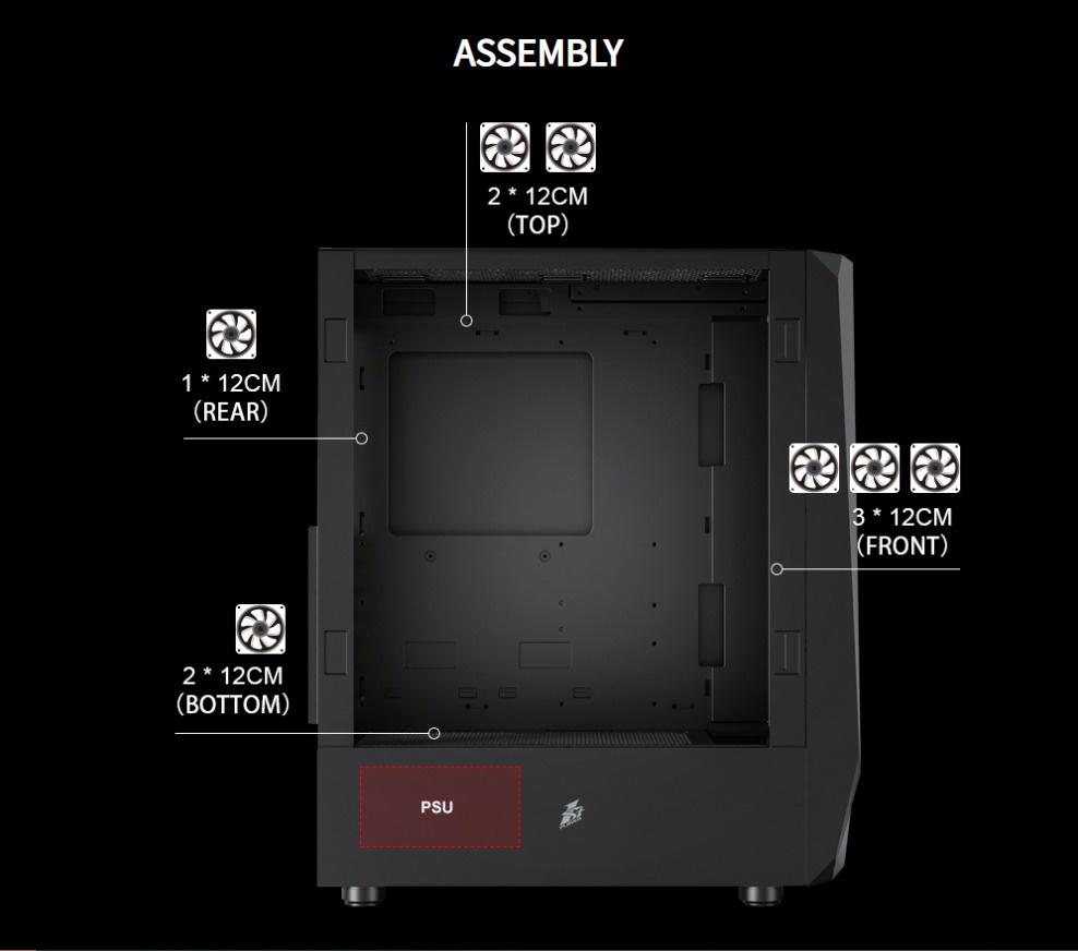 1st Player Infinite Space IS6 / IS-6 BLACK WHITE Gaming Case Chassis ...