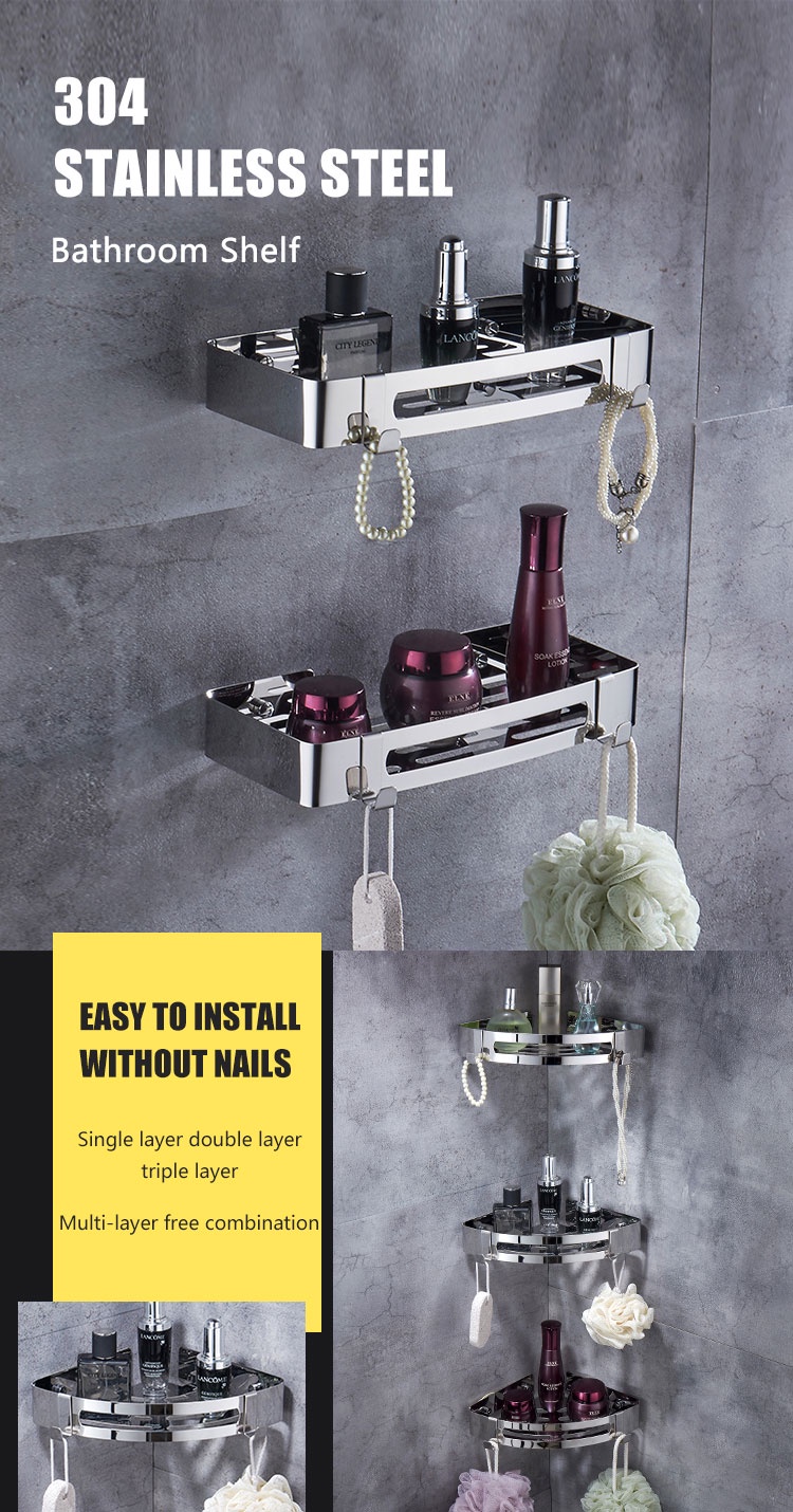 High Quality 304 Stainless Steel Bathroom Stand Organizer Rack No ...