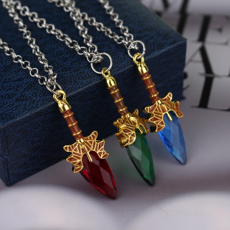 Oidea Men's Dragon Head Pendant Necklace - Stainless Steel With Blue/Red Glass, 21.7 Inch Chain, Gift Bag