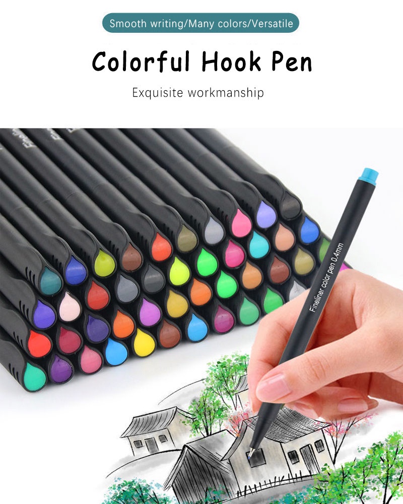 12-100 Colors Outline Pen Set Drawing Hook Line Pens Washable Painting ...