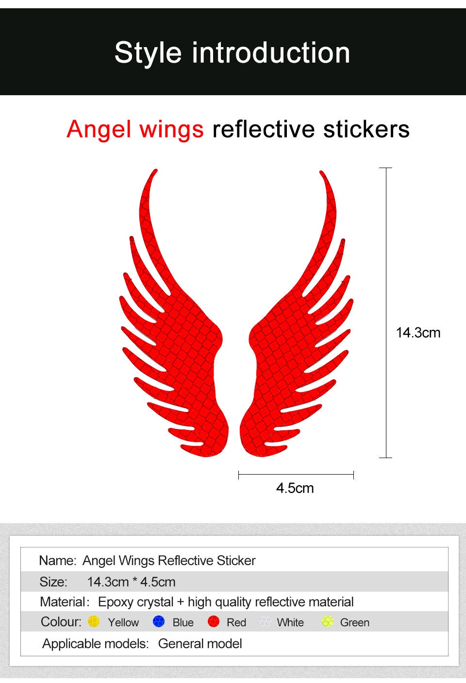 Car Reflective Stickers Angel Wings Decals High Intensity Night ...
