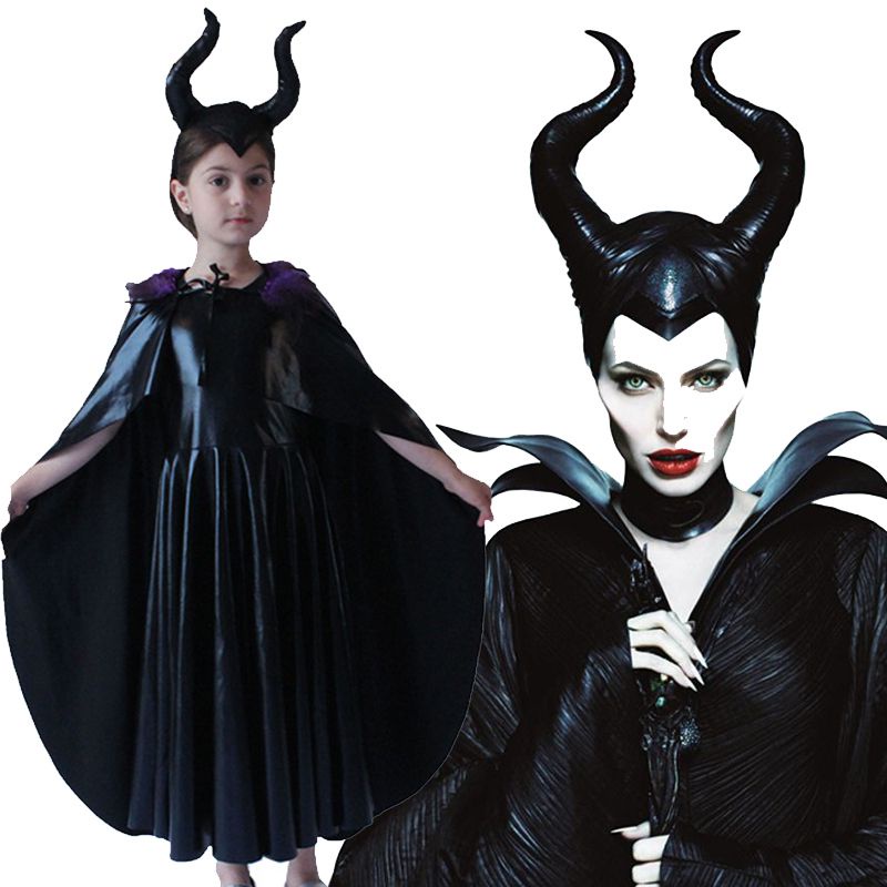 Maleficent Sorceress Evil Queen Girls Fancy Dress Halloween Outfit