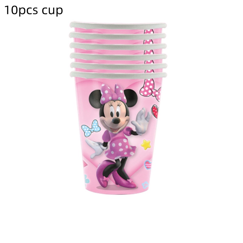 Minnie Mouse Birthday Party Decoration Girls Disposable Tableware Cups ...