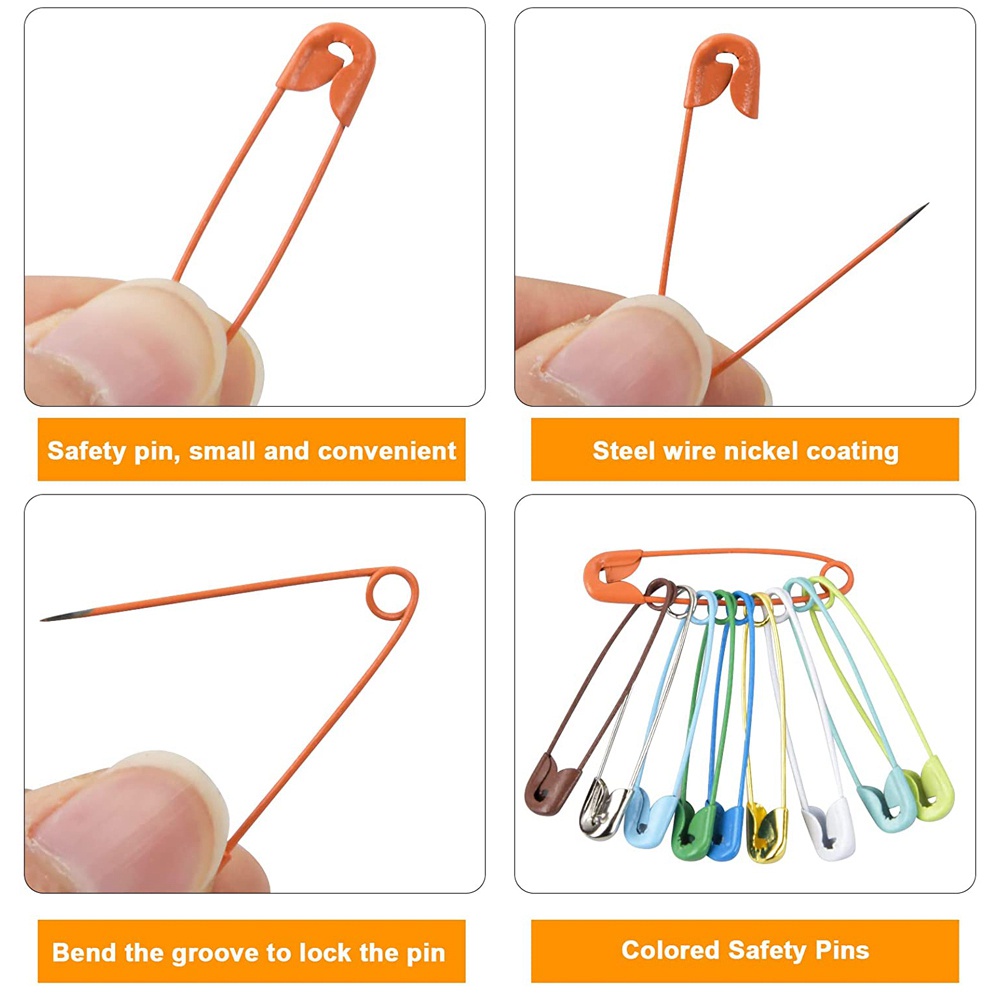 100Pcs Safety Pins Colored Safety Pins Metal Safety Pins with Storage ...