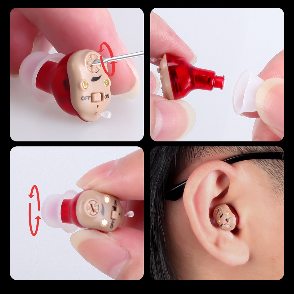 1 Pair Digital ITE Rechargeable Hearing Aid Mini Noise Reduction ...
