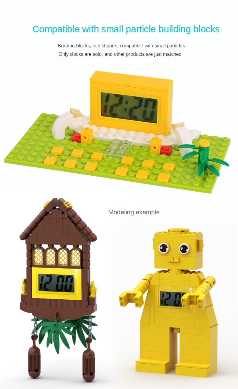 Mute Building Block Electronic Clock Creative MOC Small Bricks ...