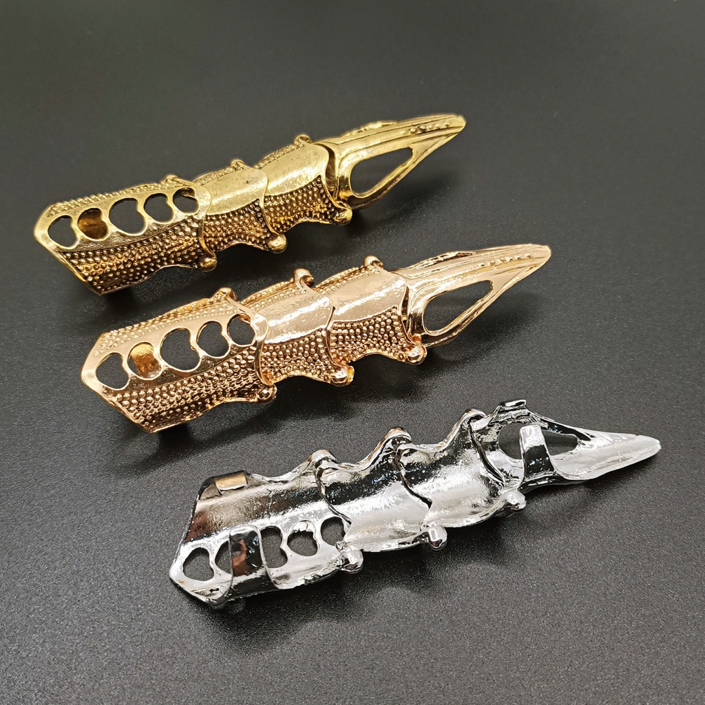 Imixlot Punk Ring Rock Scroll Joint Armor Knuckle Metal Full Finger ...