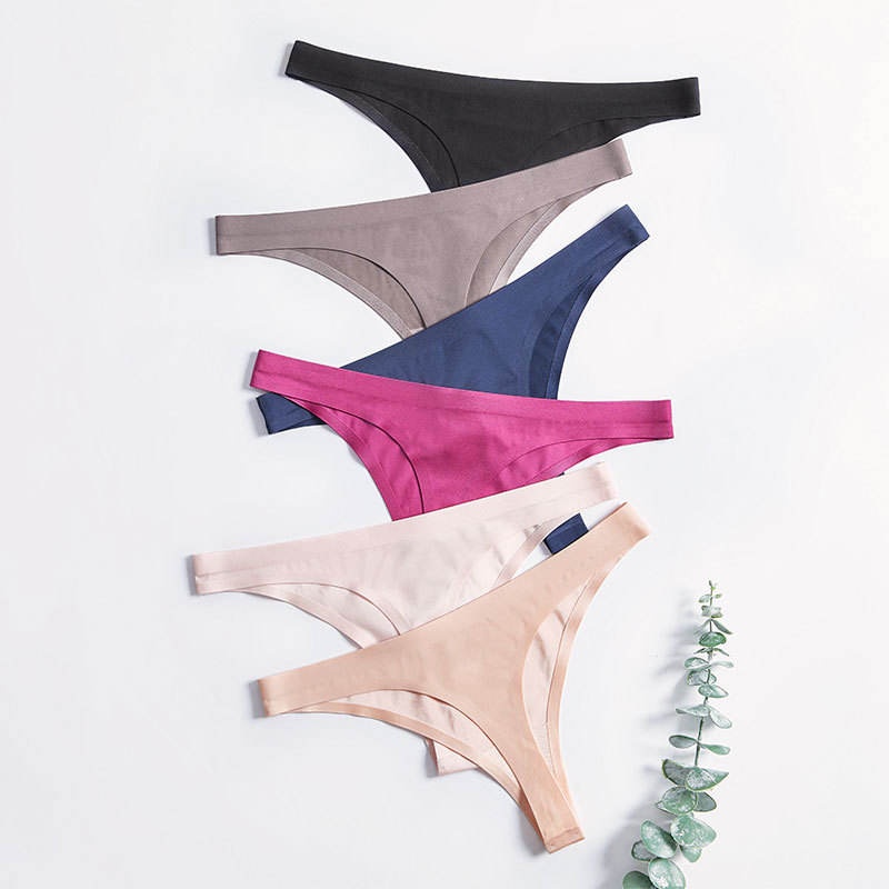ZXYOUPING Women Seamless Thong 1/3pcs Ladies Sexy Ice Silk Thong T ...