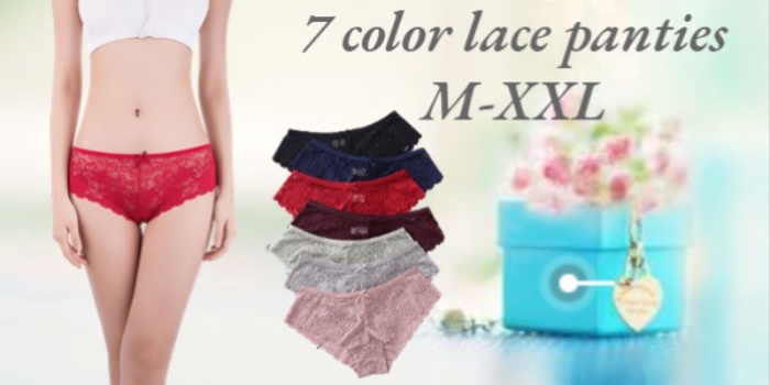Sexy Lace Panty for Women Plus Size M-XXL Hollow Out Breathable Underwear  Briefs Mid Waist Solid Color Women Panties