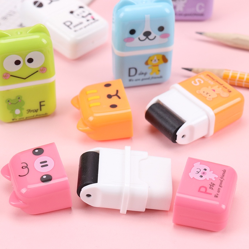 Creative Roller Eraser Cute Cartoon Animal Pencil Erasers School Prize ...
