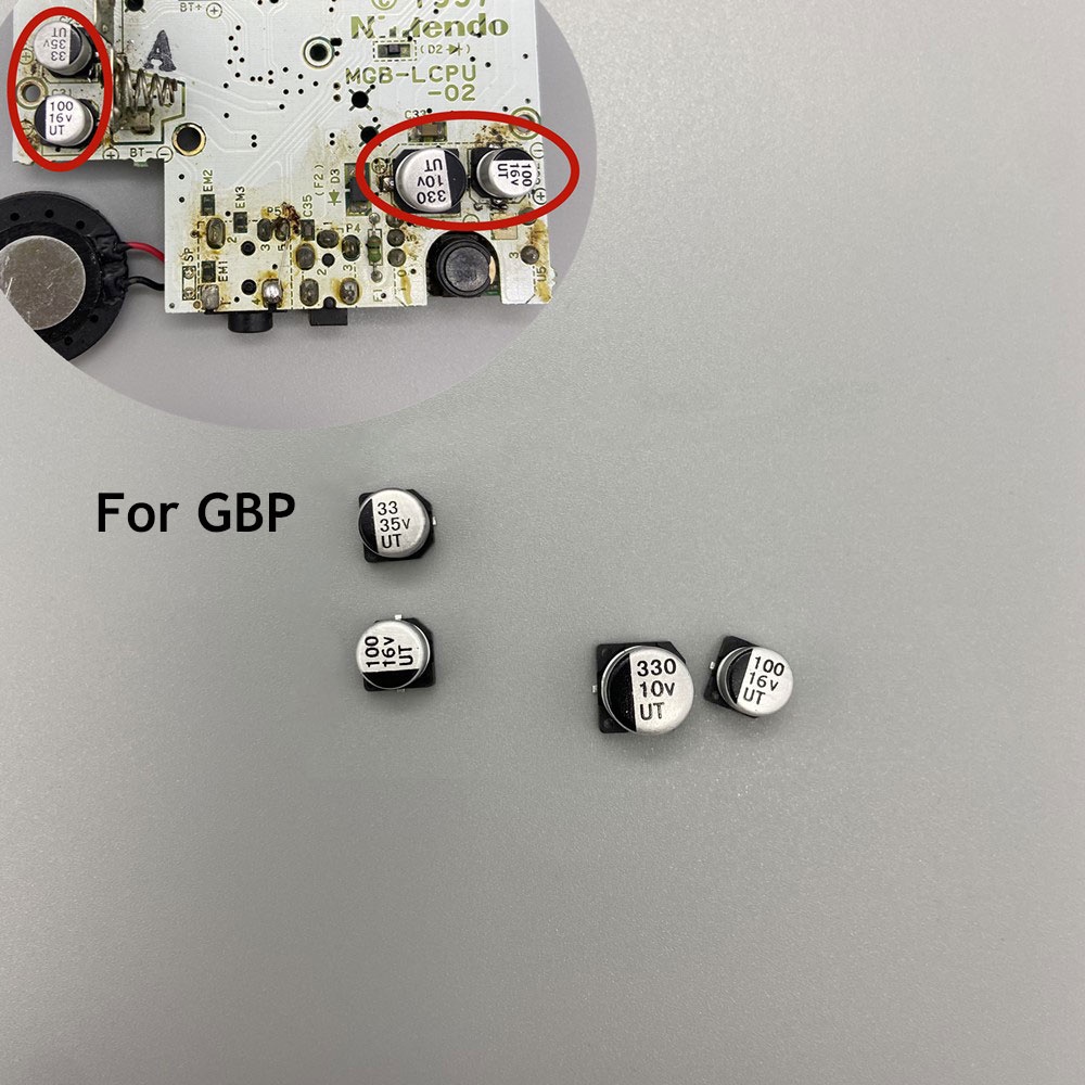GBC Capacitor & Fuse Replacement Kit – F1 F2 SMD Elkos For Nintendo Game Boy Color