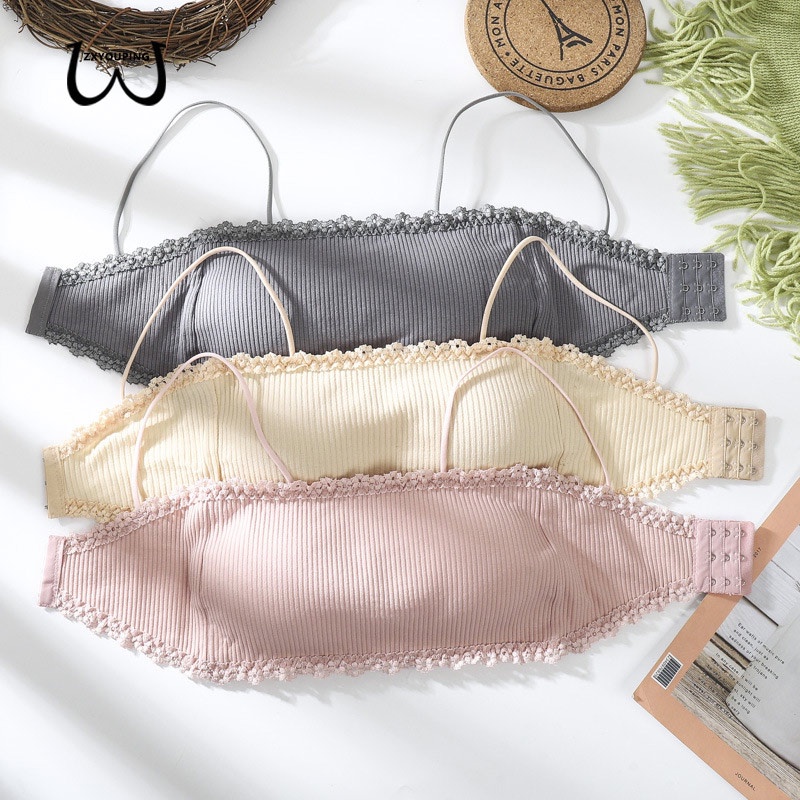 ZXYOUPING 1/4PCS Thin shoulder strap threaded cotton bra beautiful back ...