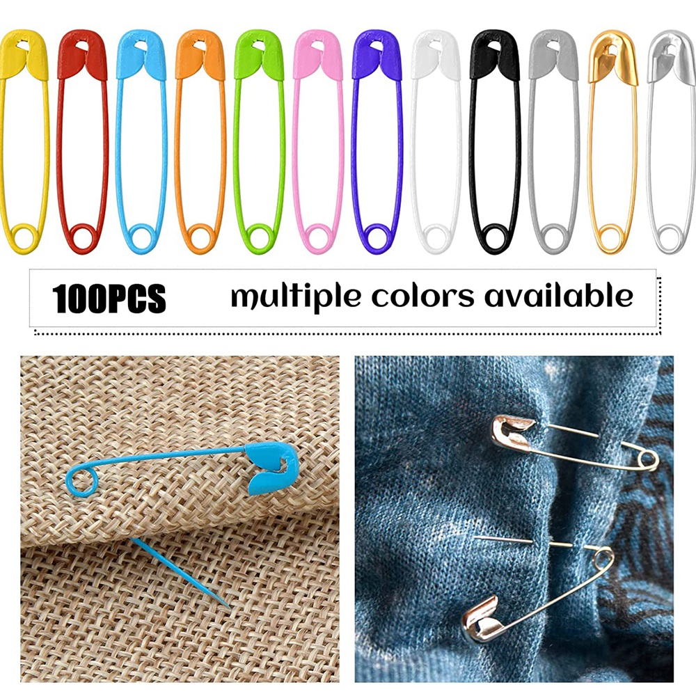 100Pcs Safety Pins Colored Safety Pins Metal Safety Pins with Storage ...