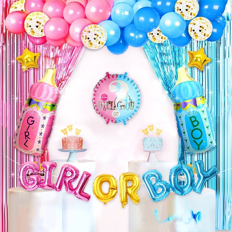 1Set Boy Or Girl Gender Reveal Black Balloon Baby Shower Confetti ...