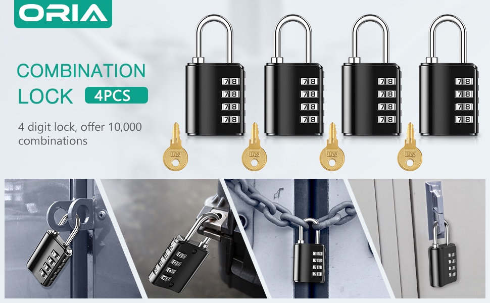 KIPRUN Combination Lock, 4 Digit Padlock, Waterproof Gate Lock For School, Employee, Gym & Sports Locker, Case, Toolbox | Singapore - View #2