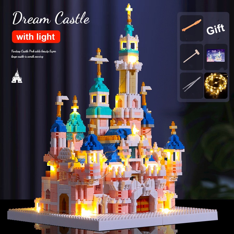DIY Pink Dream Castle Princess Building Blocks World Architecture ...