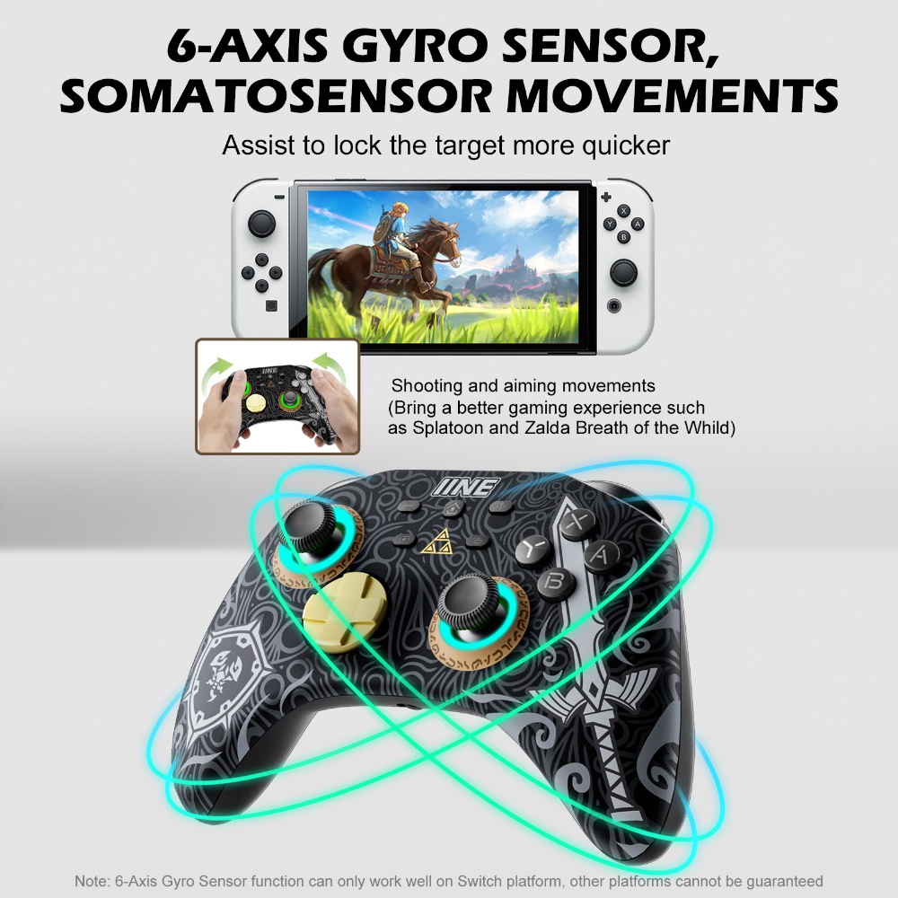 IINE Zelda Ares Wireless Pro Controller with Headset Jack RGB Light ...