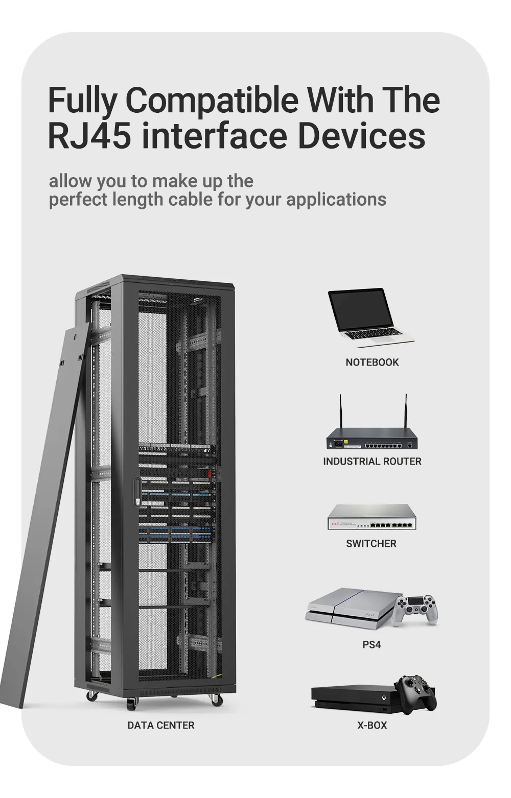 AMPCOM CAT6 RJ45 Pass Through Connectors EZ to Crimp Modular Network ...