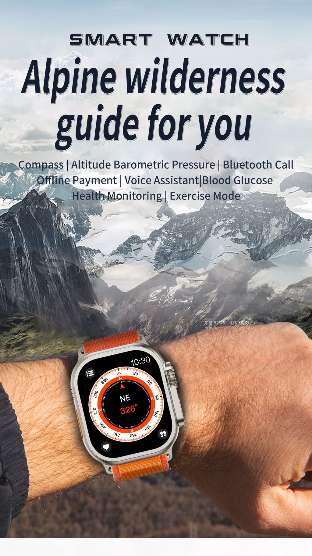 Smart Watch Z69 Ultra Bluetooth Call Men's Compass Outdoor GPS Track ...