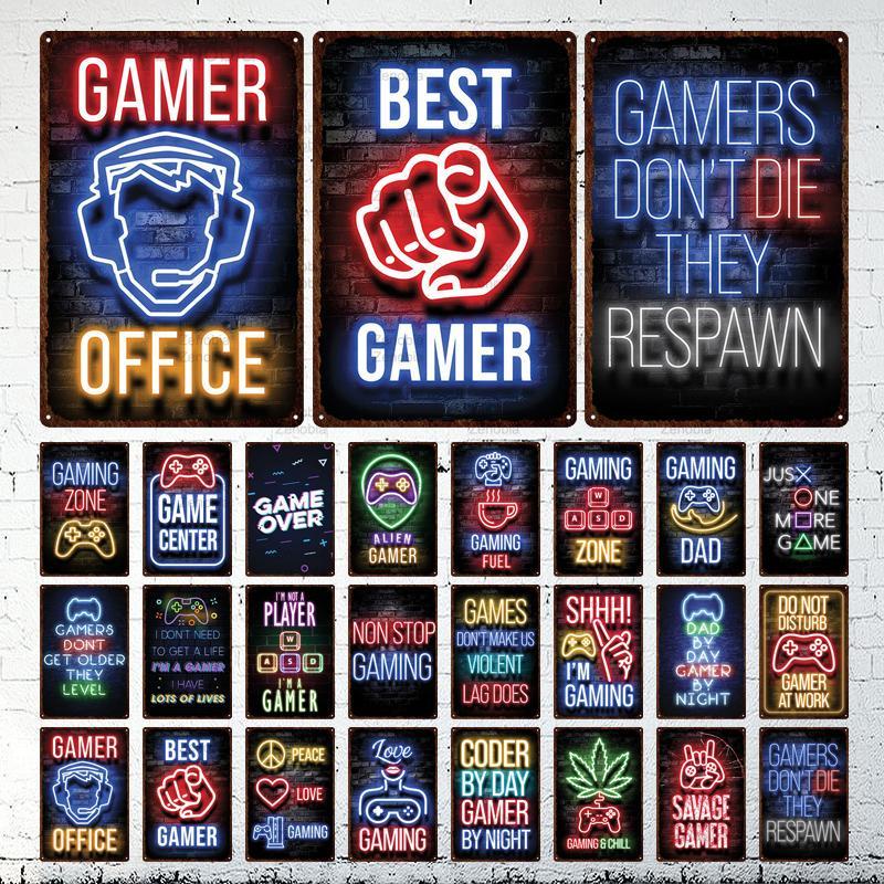 Gaming Chill Metal Sign Savage Gamer Vintage Tin Poster Game Zoon Retro ...