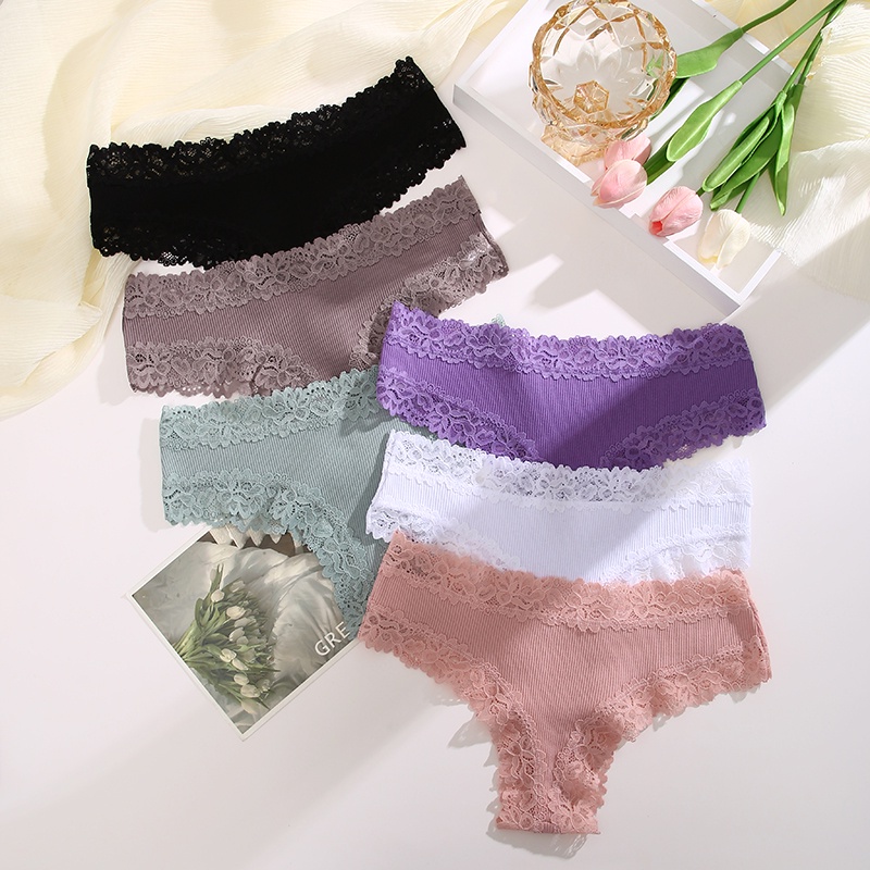 Take Talk 3pcsset Cotton Panties Womens Comfortable Briefs Lace Style Underwear Female S Xl 9037