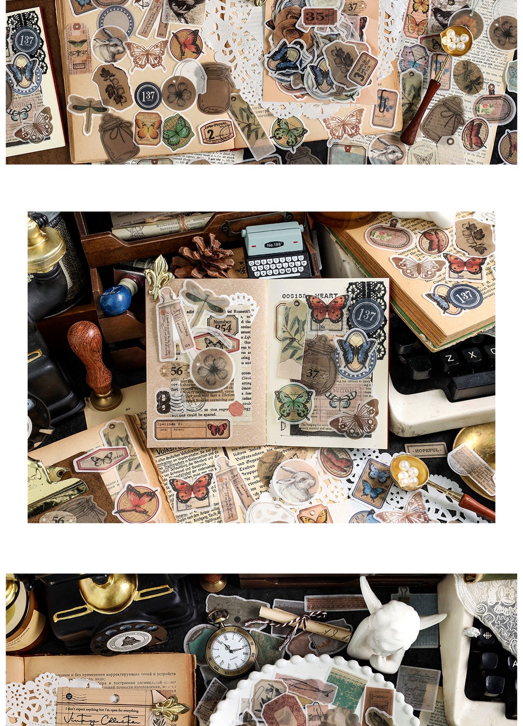 Journamm 100pcs/pack Vintage Scrapbooking Sticker Washi Paper DIY Photo ...