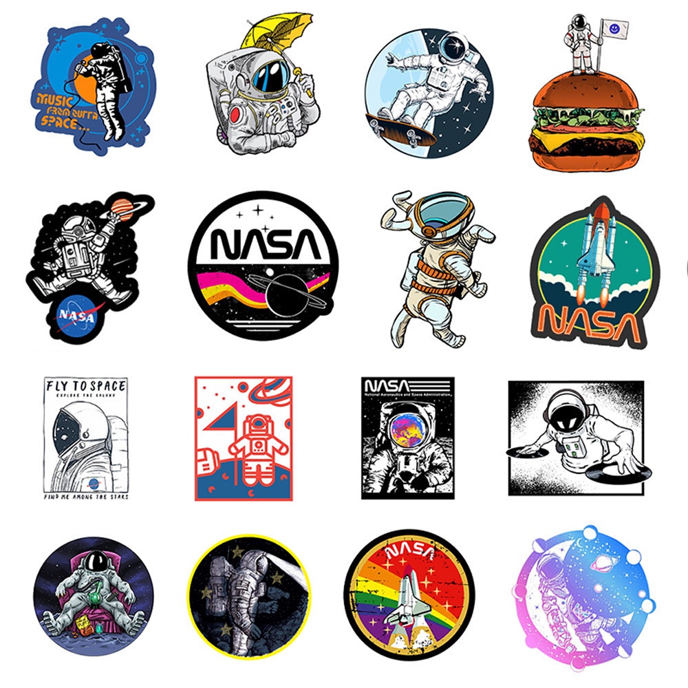 MUYA 50pcs Outer Space Astronaut Stickers Waterproof Spaceman Graffiti ...