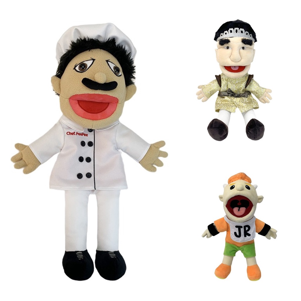 50cm Jeffy Chef Junior Cartoon Hand Puppet Plush Toy Soft Stuffed