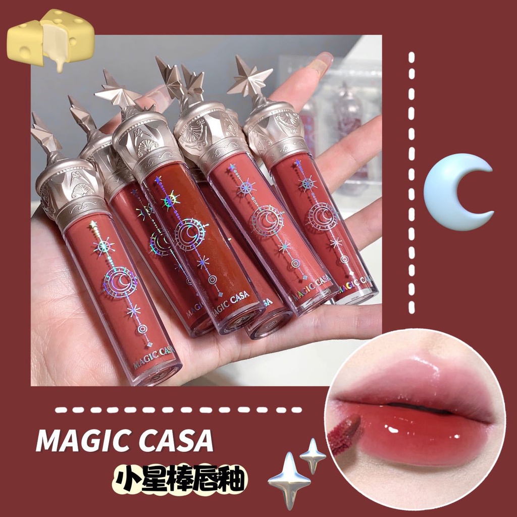 MAGIC CASA 3 PCS Lip Gloss Pentagram Mirrored Lip Glaze Aqua Mirror Lip ...
