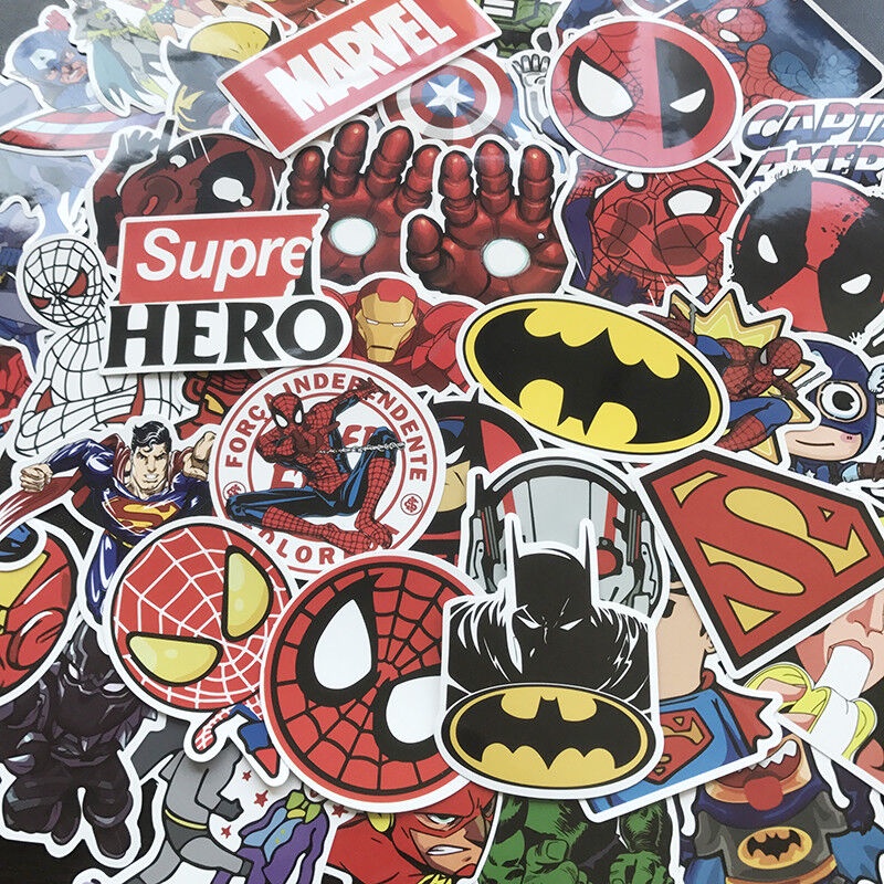 PVC Batman 50 Spiderman Superman Hulk Kids Marvel Stickerbomb Stickers ...