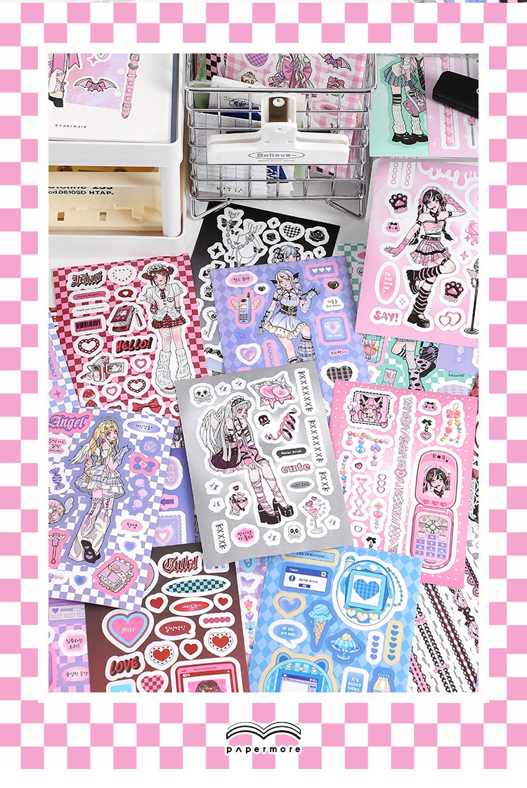 20 Sheets Electronic Music Girl Series Sticker Book Ready Stock Self ...