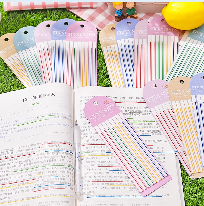 160pcs PET Strip Underline Sticky Notes Students Pasted Fluorescent ...