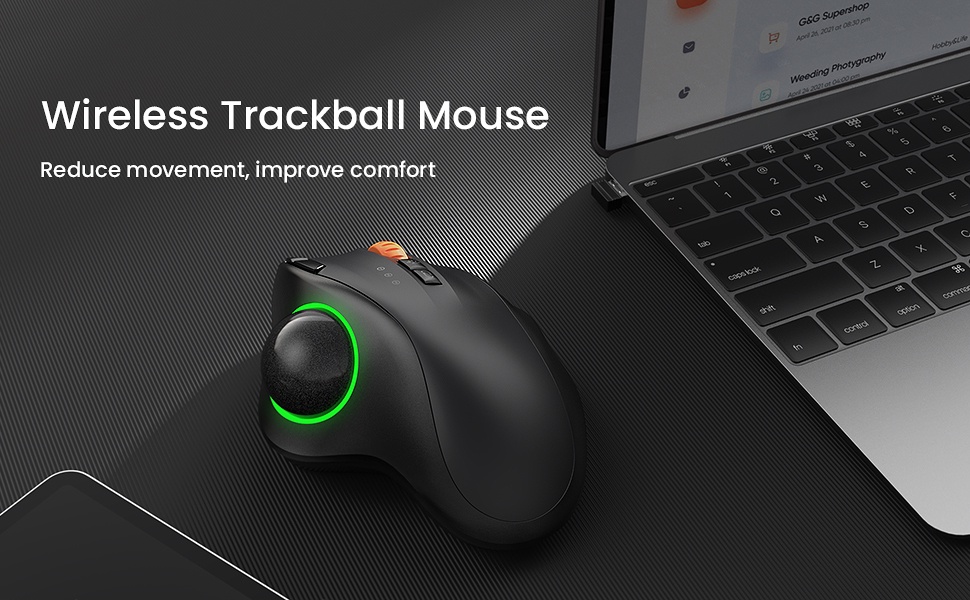 ProtoArc RGB Trackball Wireless Mouse for Computer Office Laptop PC