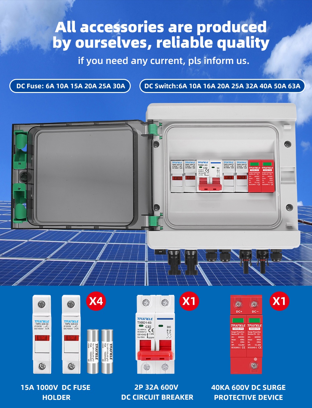 Solar photovoltaic PV Combiner Box Surge Lightning Protection 2 input 1 ...