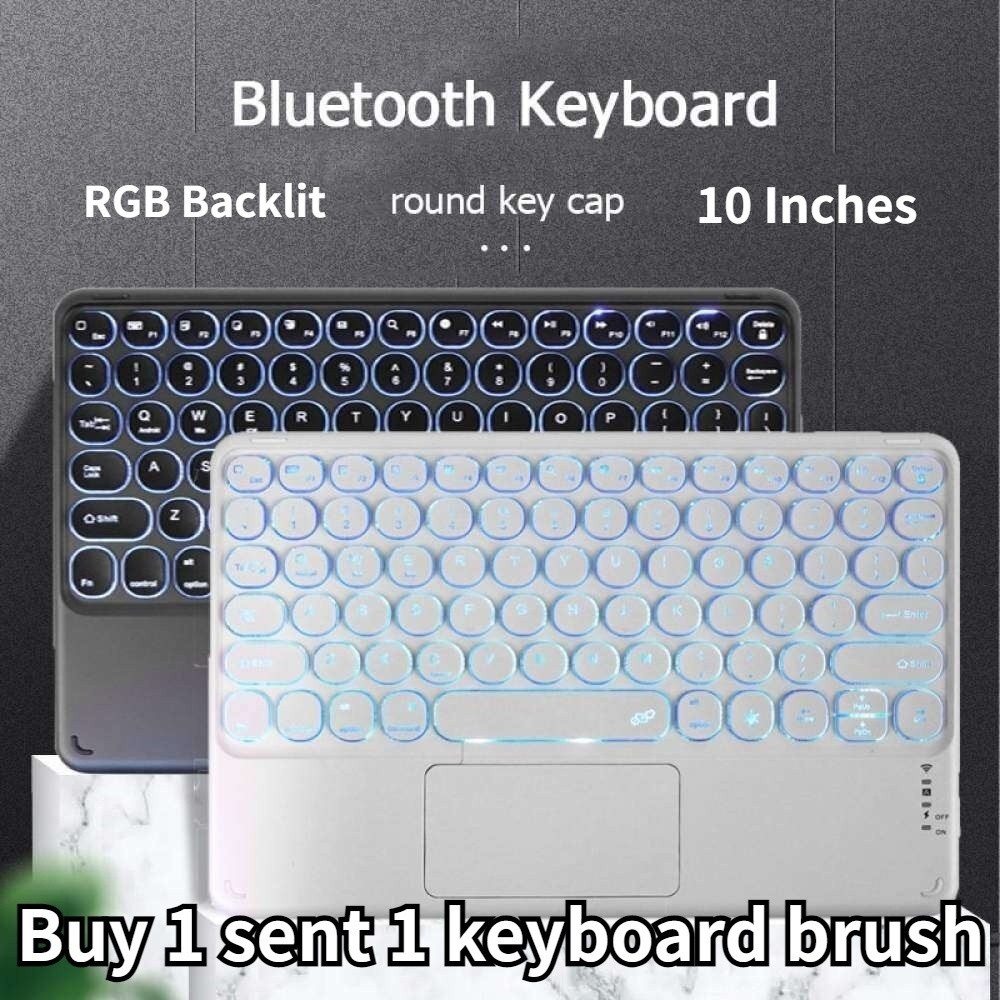 10 Inches Mini Wireless Keyboard With Touchpad Silent Touch Keypad RGB