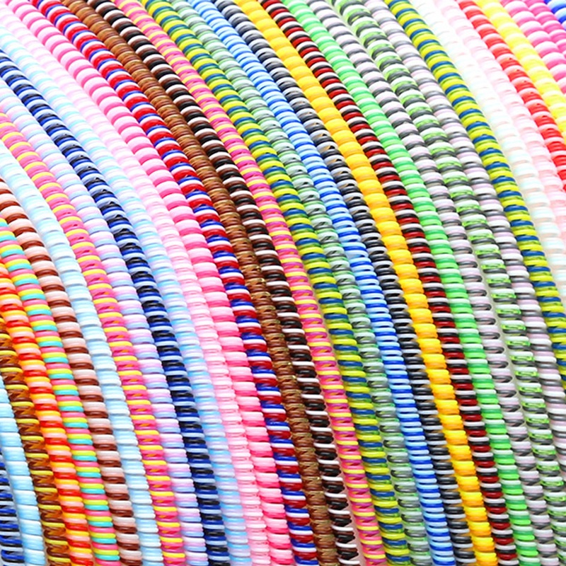 1.4m Laser Multicolour Spiral Charging Cable Protector Rope Universal ...