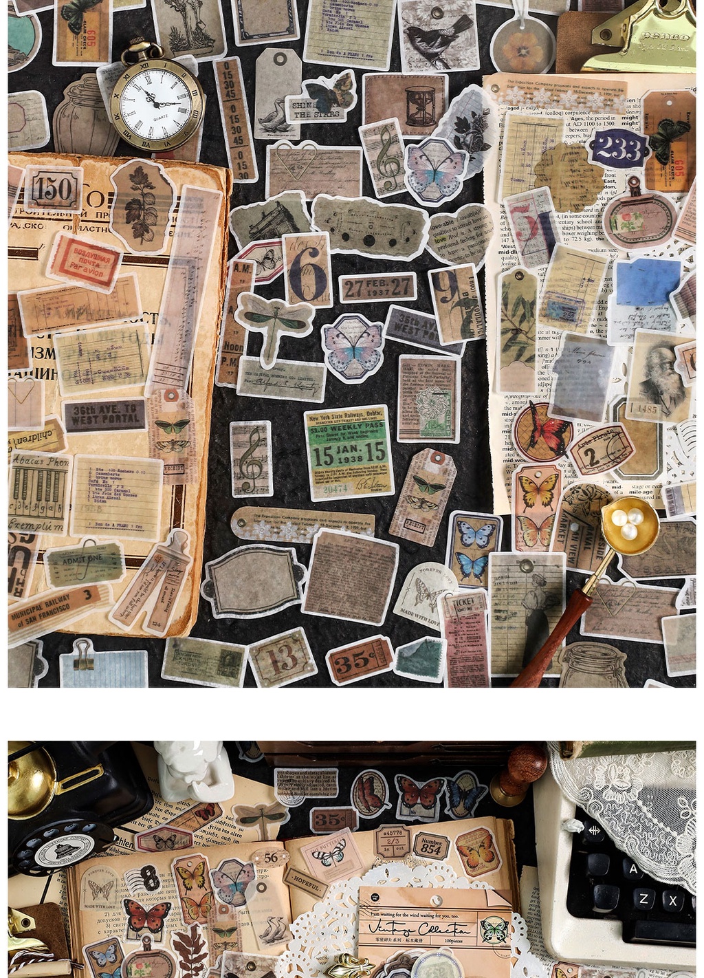 Journamm 100pcs/pack Vintage Scrapbooking Sticker Washi Paper DIY Photo ...