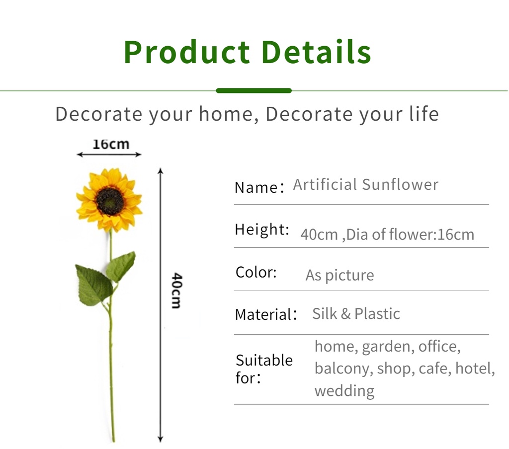 Artificial Sunflowers Long Stem Fake Sunflowers Bouquet Large ...