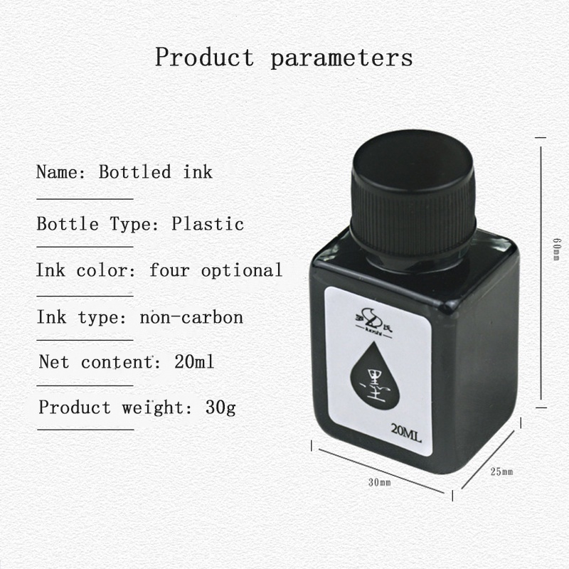 Fountain Pen Ink 20ml plastic bottled non-carbon ink Smooth Writing ...