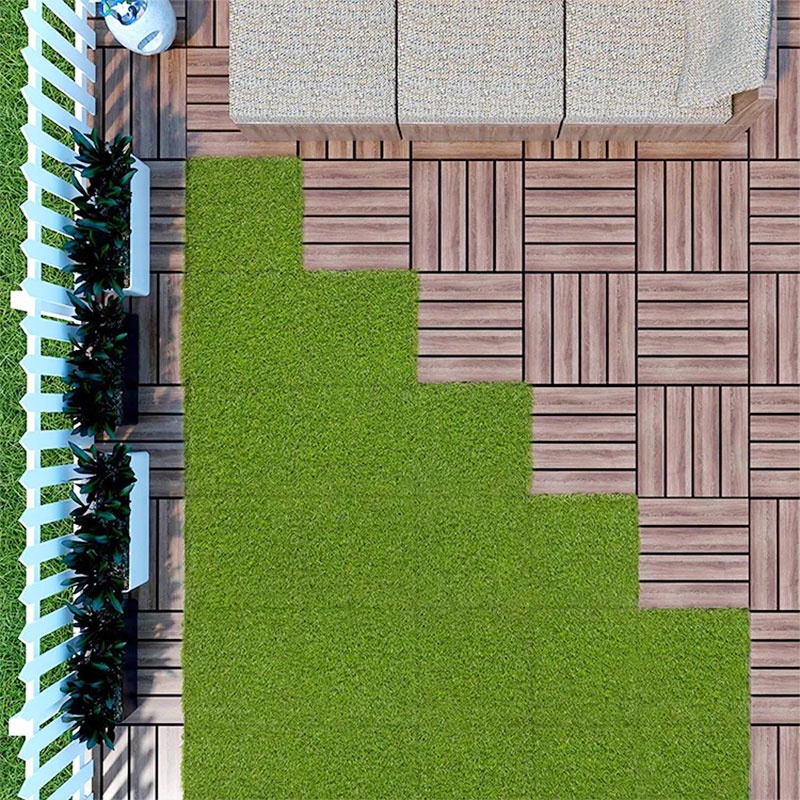 Artificial Grass Carpet Floor Tiles Green Fake Synthetic Interlocking ...