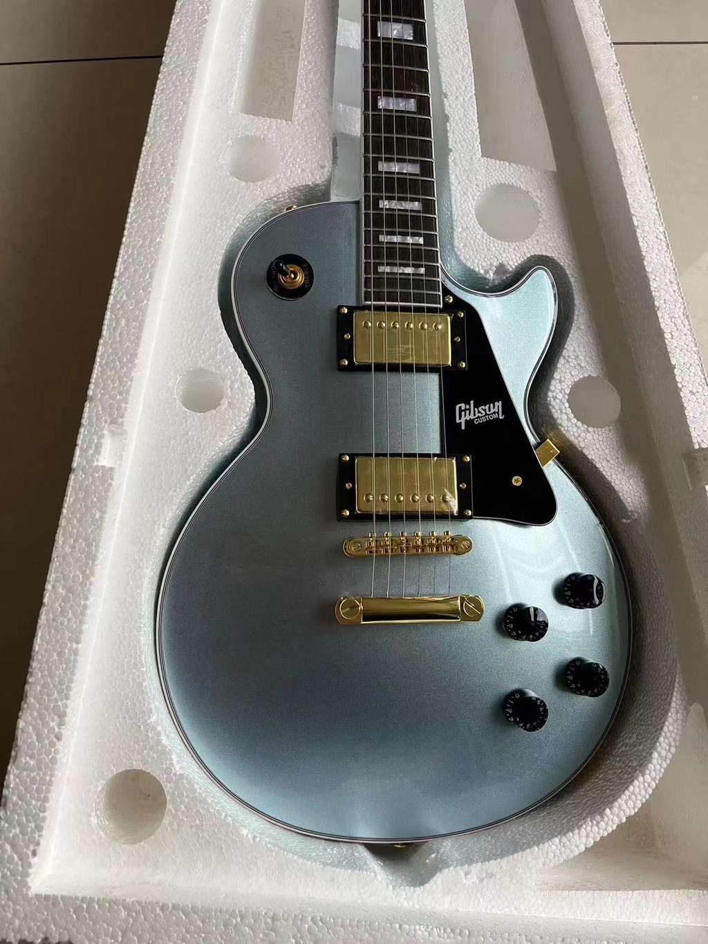 Gibson Les Paul Custom Metallic Blue Electric Guitar 22 Frets Chibson ...