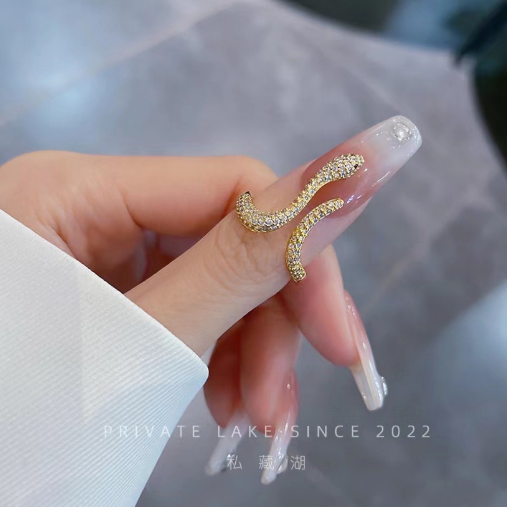 Fashion Rhinestones Snake Ring Adjustable Opening Cubic Zirconia Snake ...