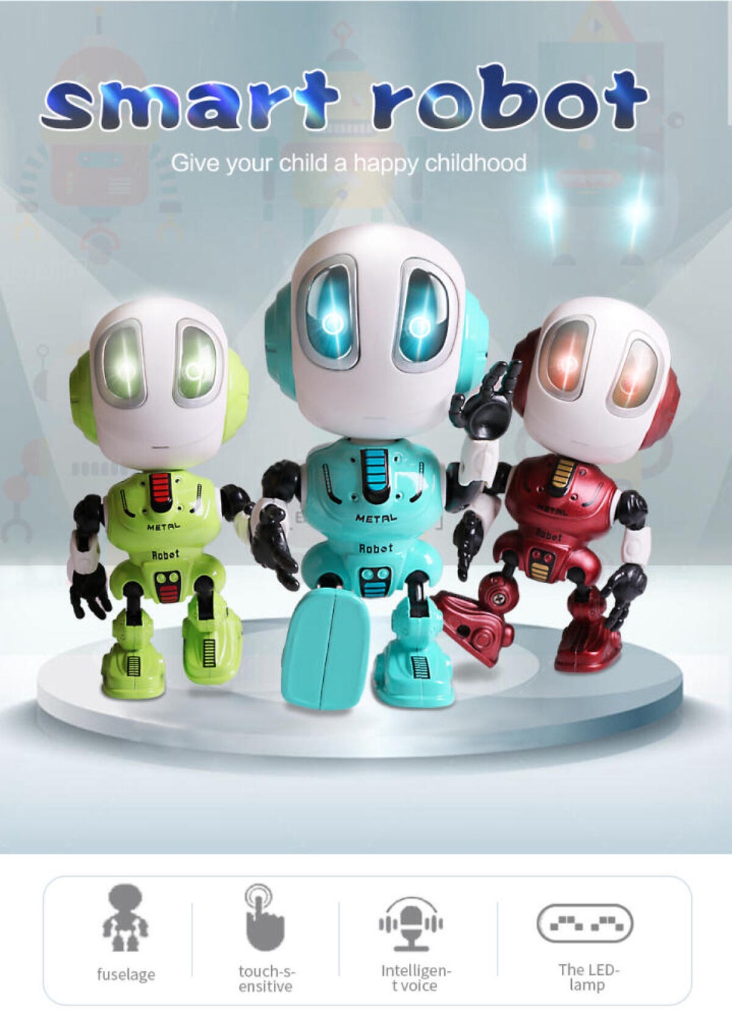 Intelligent Talking Robot Kids Toys Repeats What You Say Touch Sensor ...