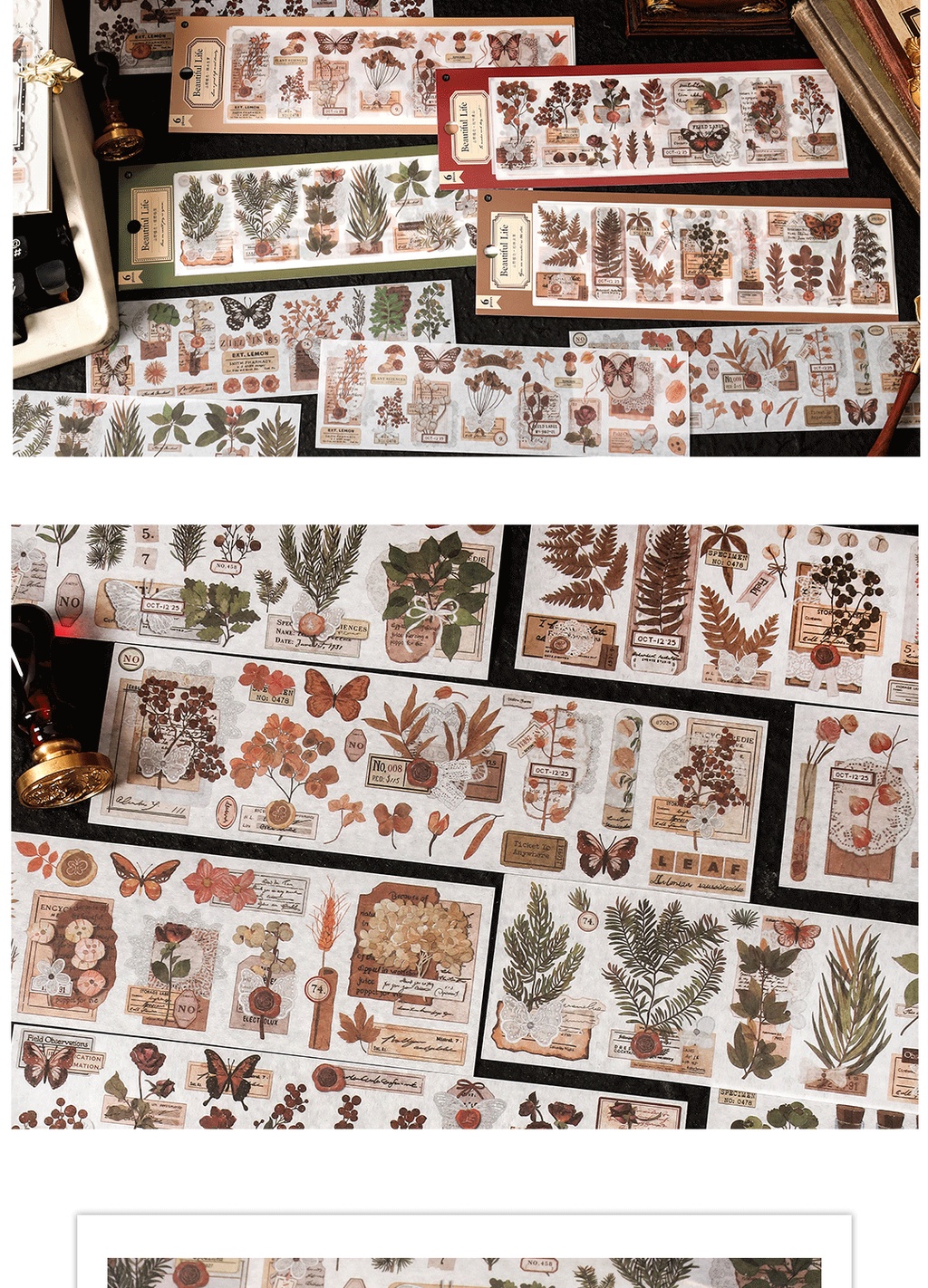 Journamm 6pcs/pack Vintage Plant Sticker Scrapbooking Materials DIY CUT ...