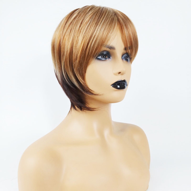 New Wig Women's Short Straight Hair High Temperature Silk Mechanism ...
