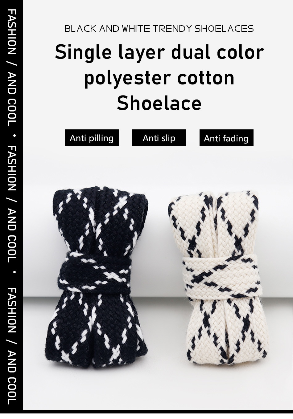 Two-tone Striped Single Layer Polyester Cotton Laces 2cm Wide Casual ...