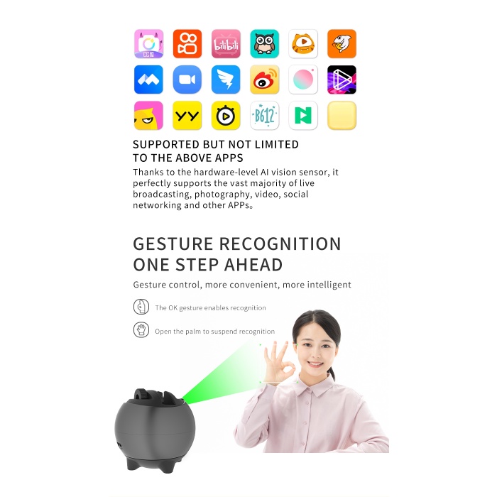 AI Gesture Recognition Dual Axis Follow-up Automatic Face Tracking ...